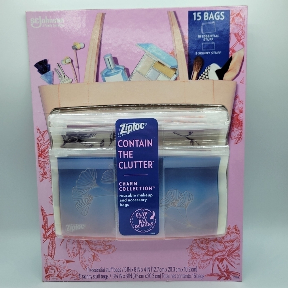 Ziploc Contain The Clutter Charm Collection Resealable Bags 15 Count
